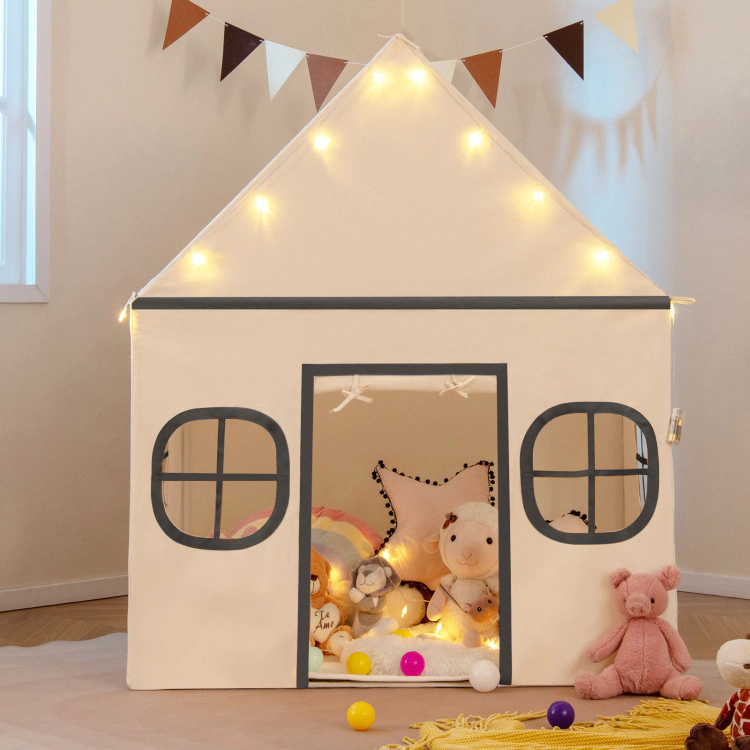 Hivvago Kids Play Tent Large Playhouse with Door Curtain and Windows Star Lights