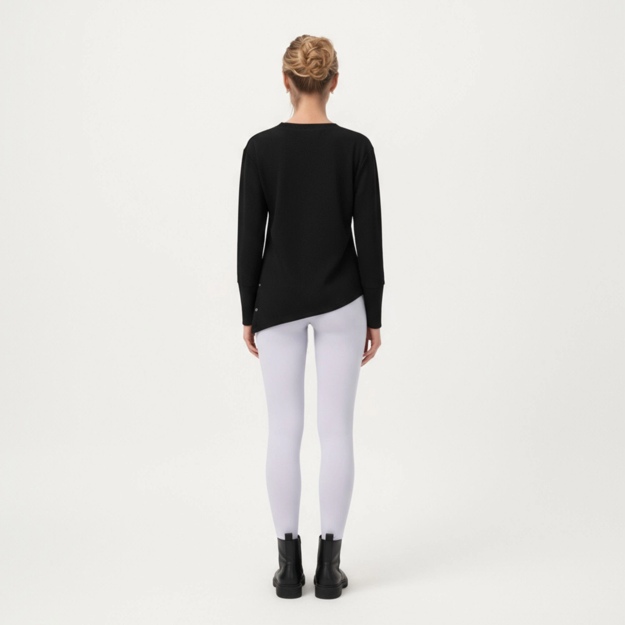 Anna-Kaci Women's Long Sleeve Asymmetrical Hem Pullover Top with Crew Neck and Relaxed Fit