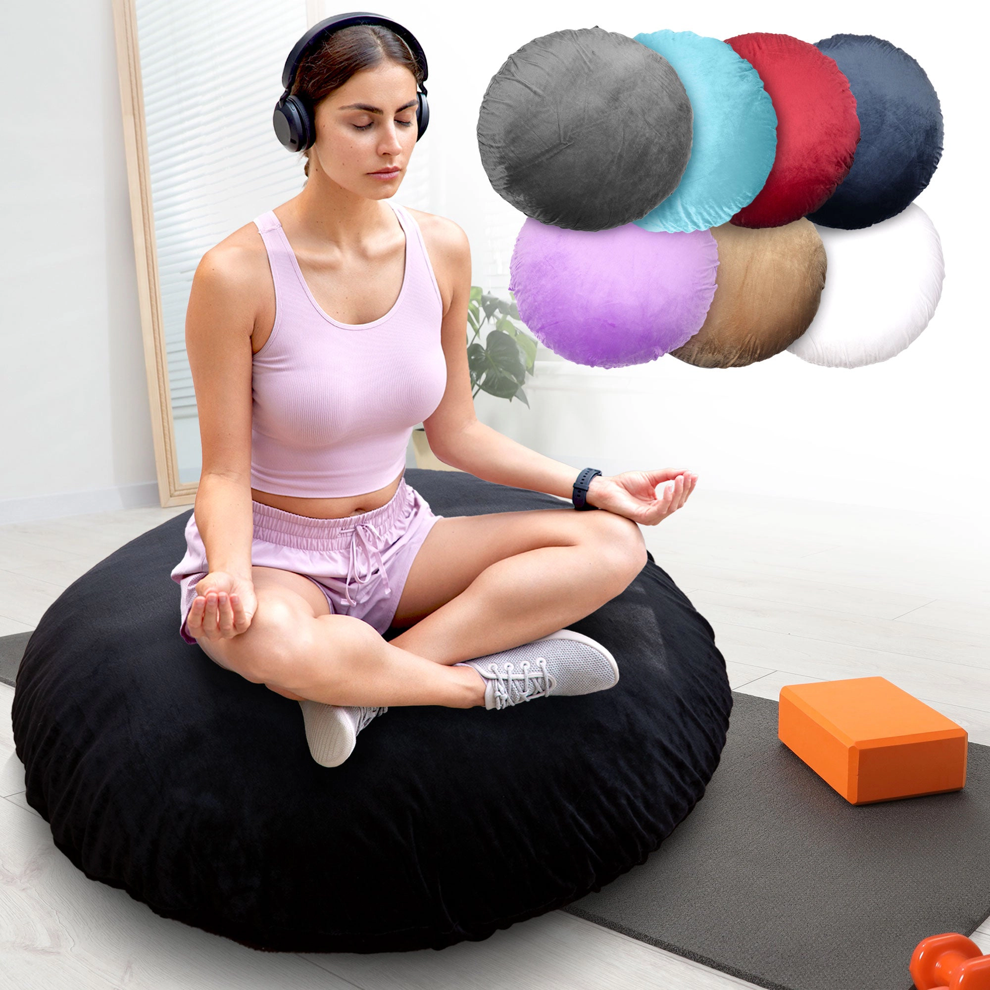 Cheer Collection 36" Round Floor Meditation Pillow and Yoga Cushion with Insert