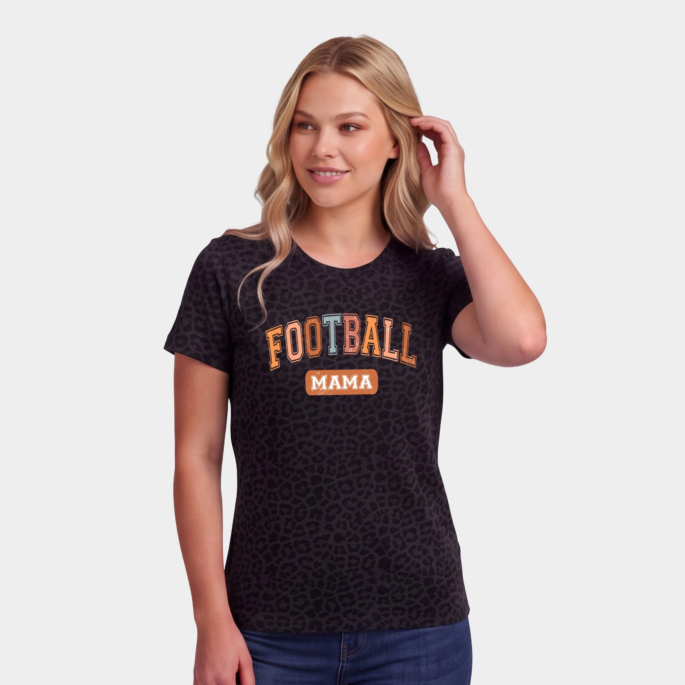 Simply Sage Market - Women's Leopard Print Tee Varsity Football Mama