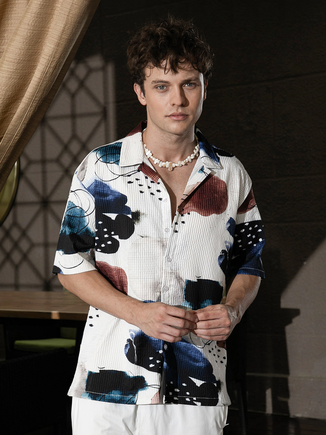 Campus Sutra Men's Abstract Blob Oversized Shirt