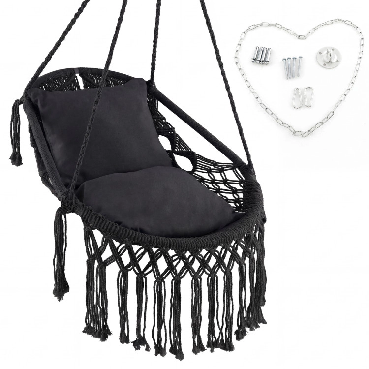Hivvago Hanging Hammock Chair With Soft Seat Cushions And Sturdy Rope Chain