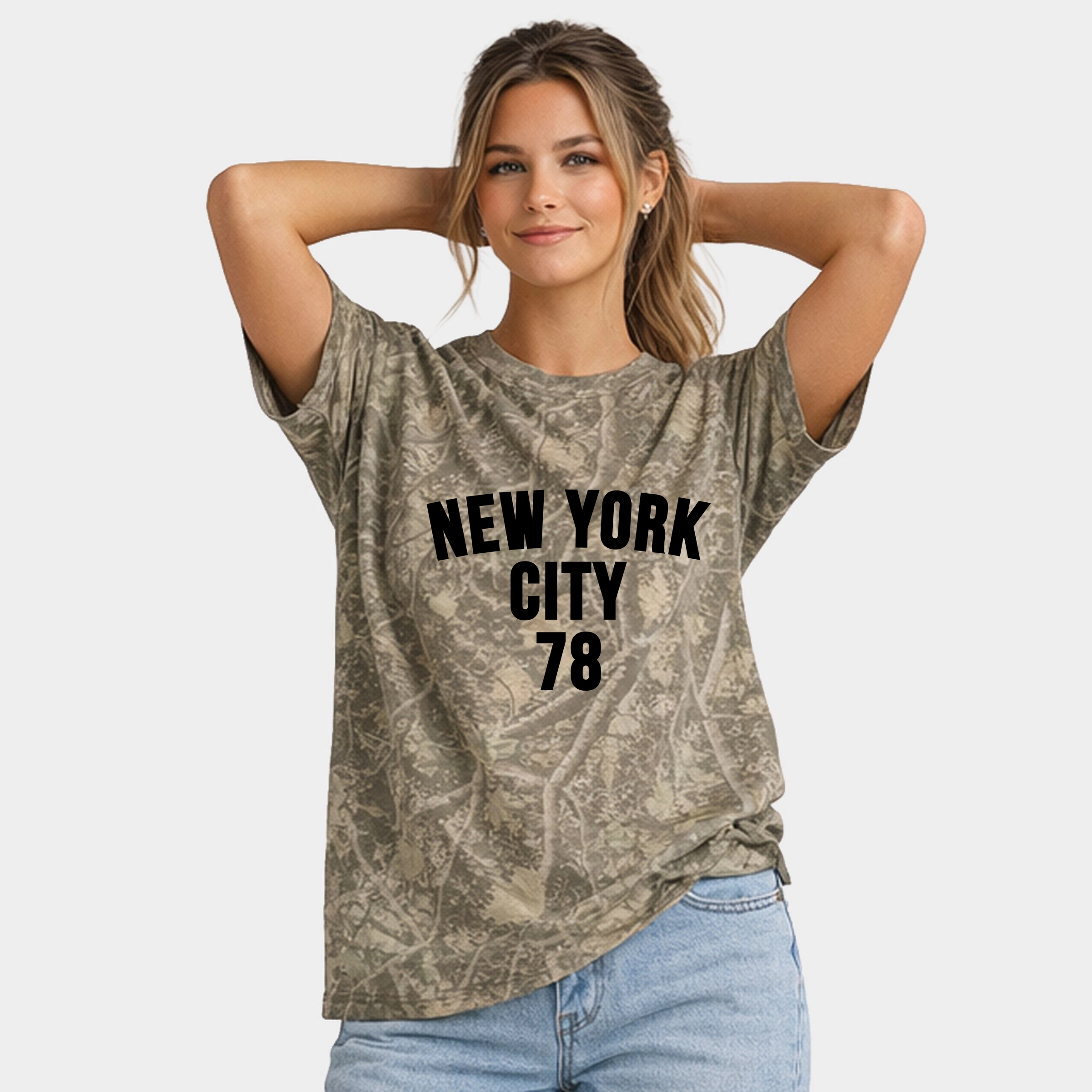 Simply Sage Market - New York City Arched 78 Puff Print Women's Heavyweight Crew