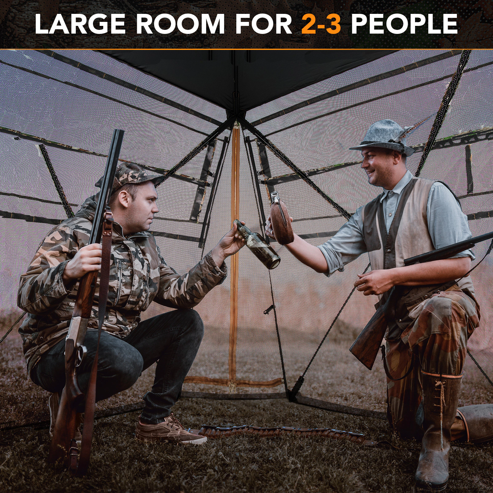 SUGIFT 360° One Way See Through Ground Hunting Blind Tent with Sliding Windows 69-in Tall Camouflage
