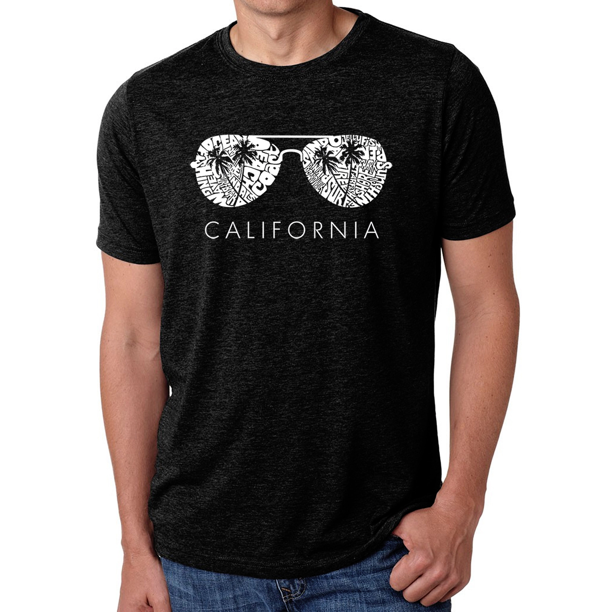 LA Pop Art Men's Cotton/Poly Word T-Shirt - California Shades