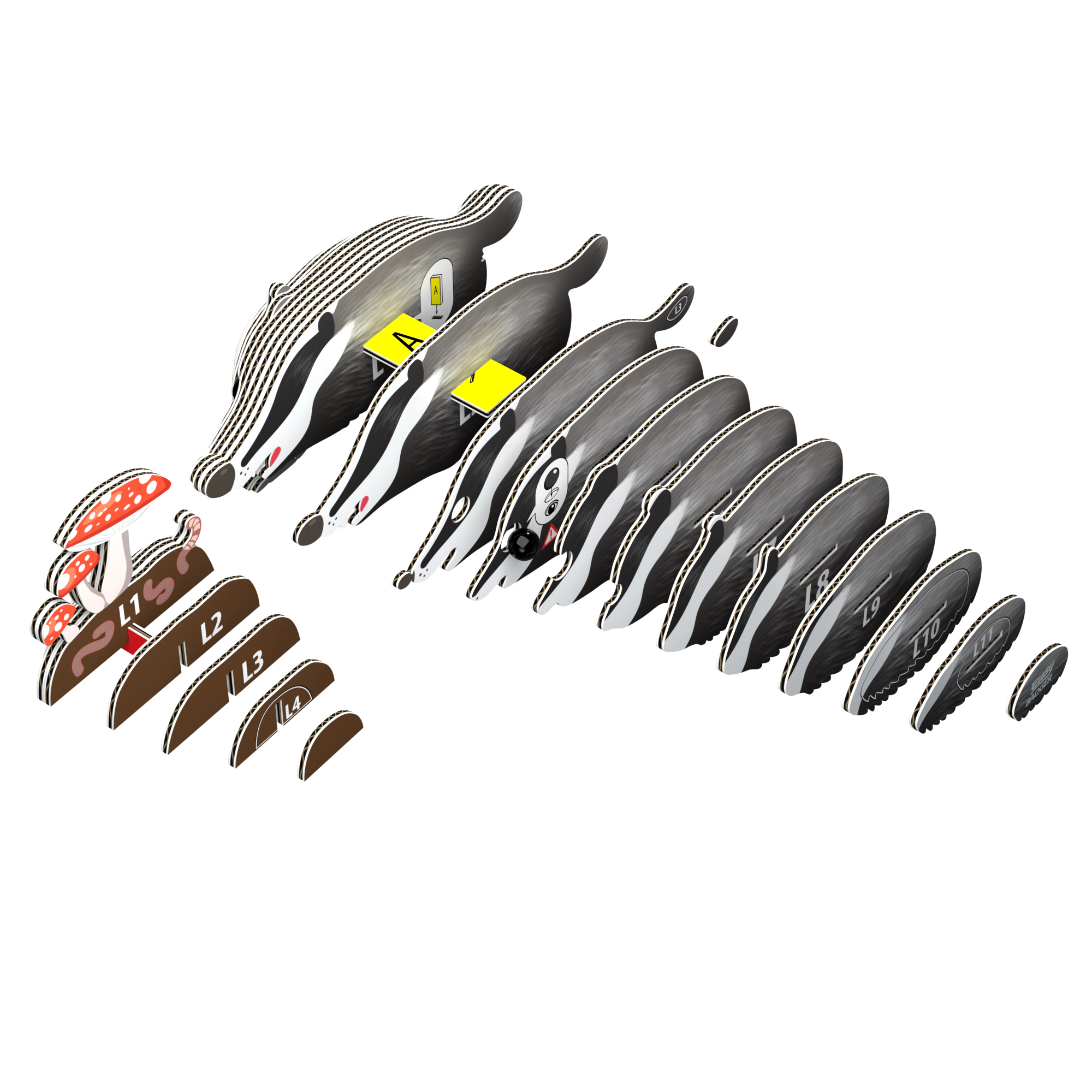 EUGY Badger 3D Puzzle - contains 35 puzzle pieces