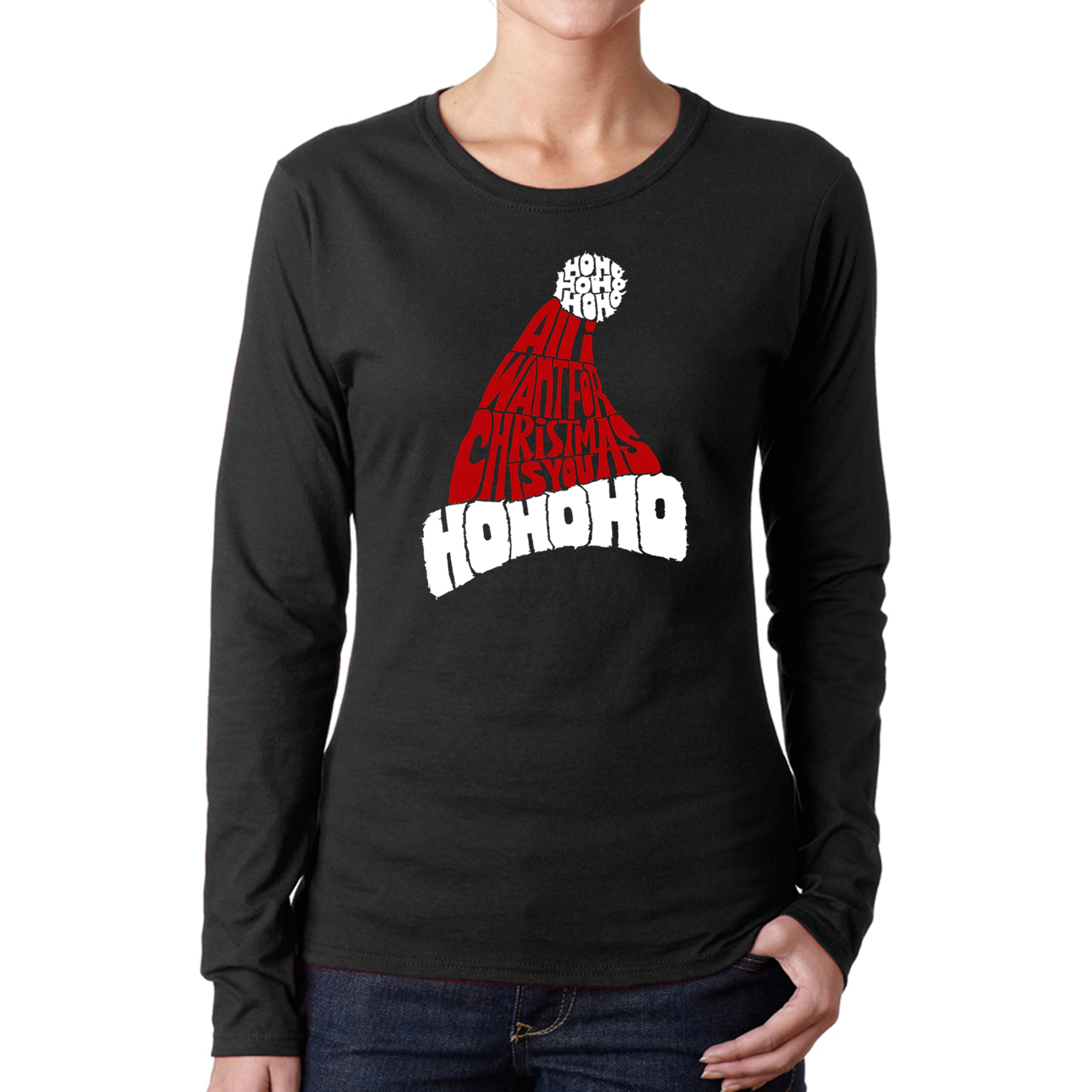 LA Pop Art Women's Word Long Sleeve T-Shirt - All I Want For Christmas Is You