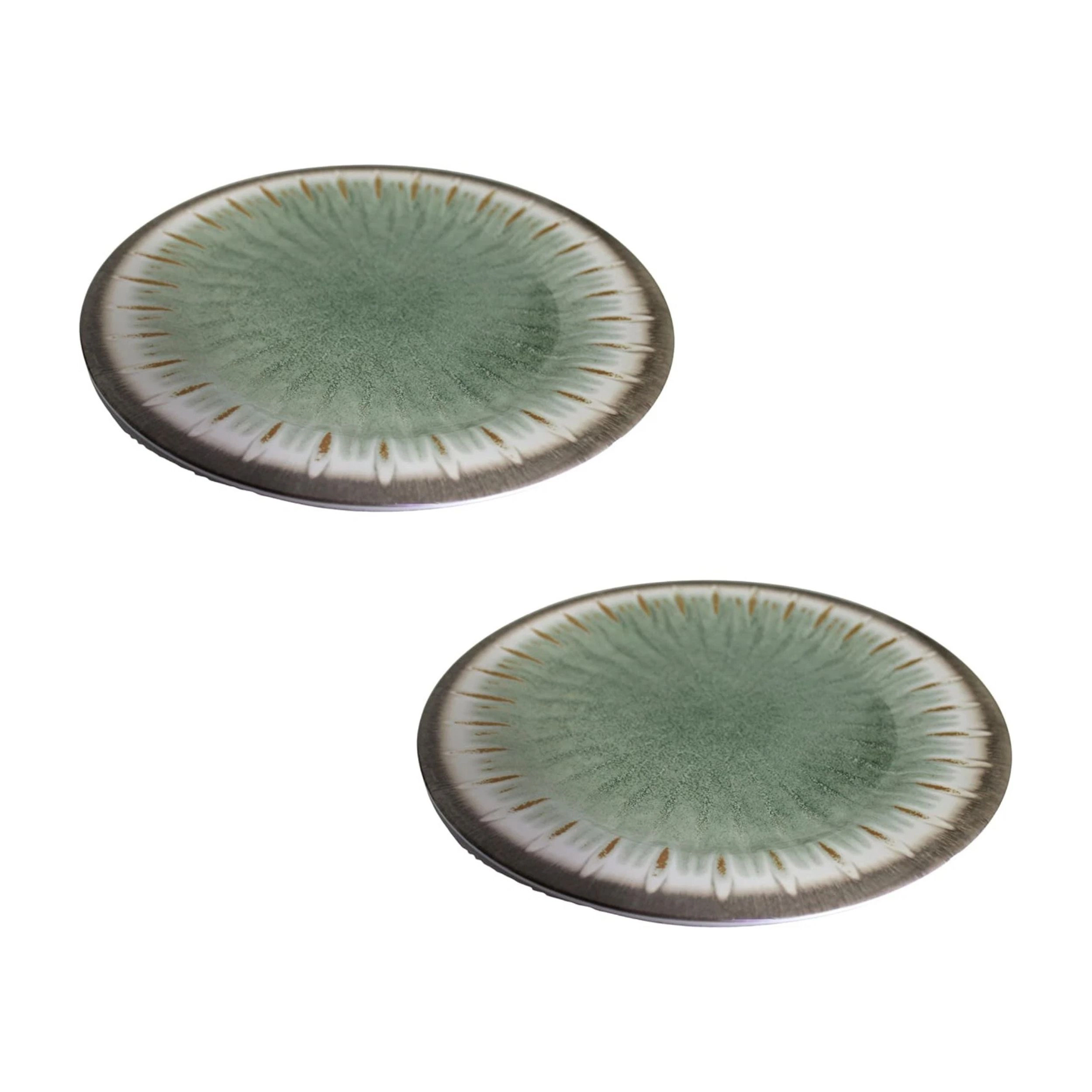 Home Collection Pack of 2, 10.5" Melamine Hummus & Dip Serving Bowls Green