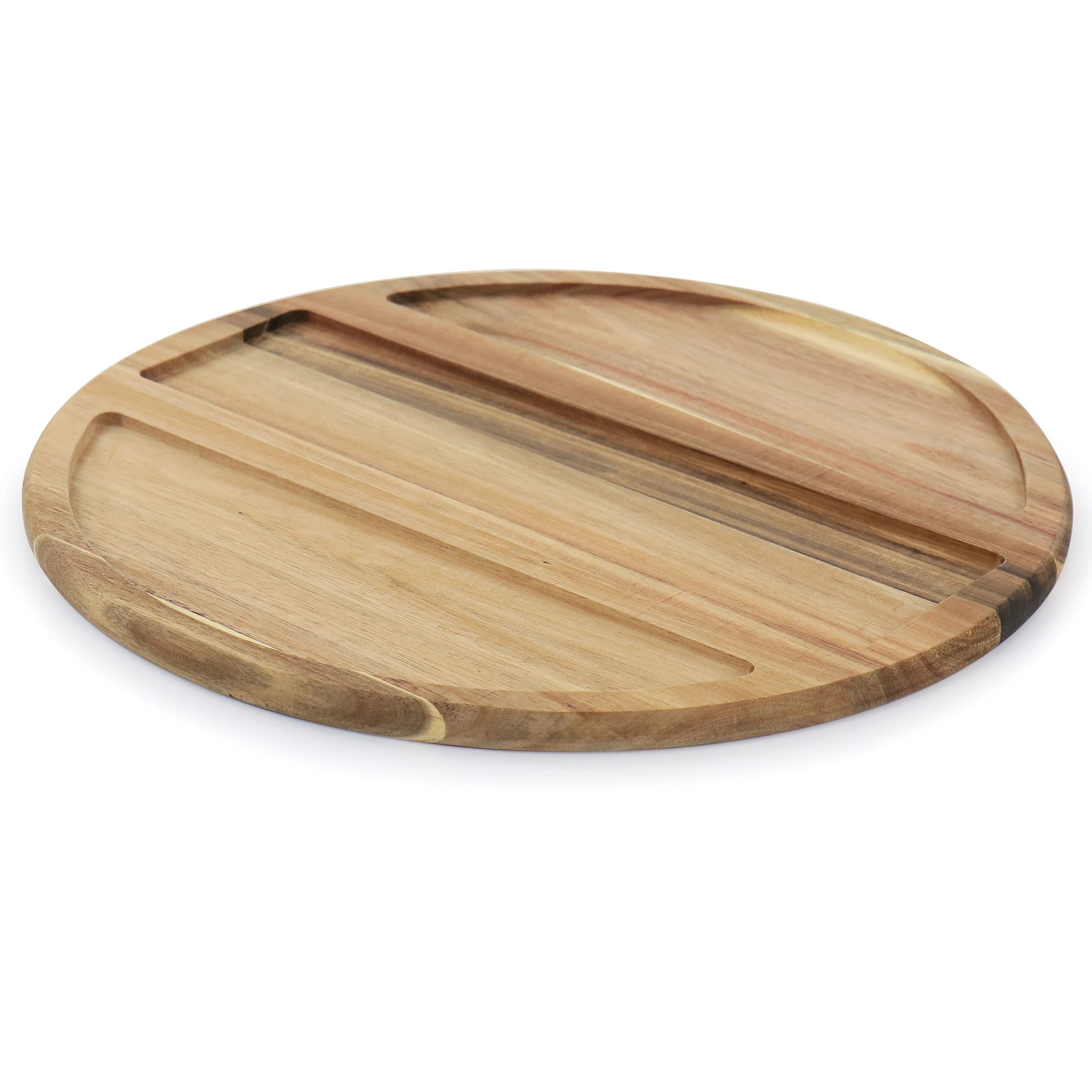 Gibson Elite Gracious Dining 4 Piece Fine Ceramic Sectional Tray Set with Acacia Wood Base