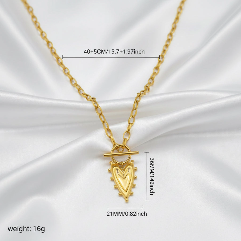 DressAtR Women's Heart Gold Plated Pendant Necklace