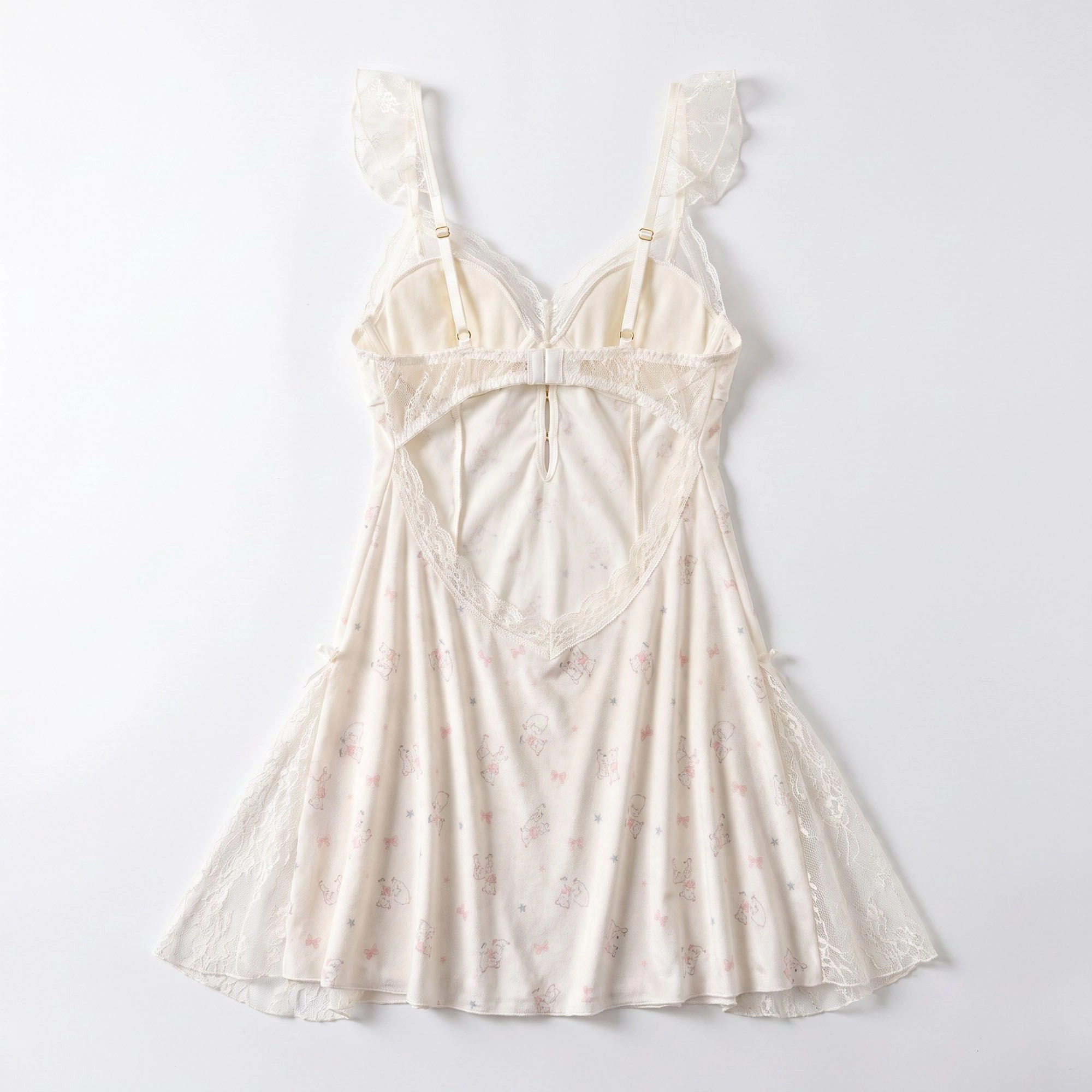 Anna-Kaci Women's Printed Lace Bustier Keyhole Chemise Nightgown