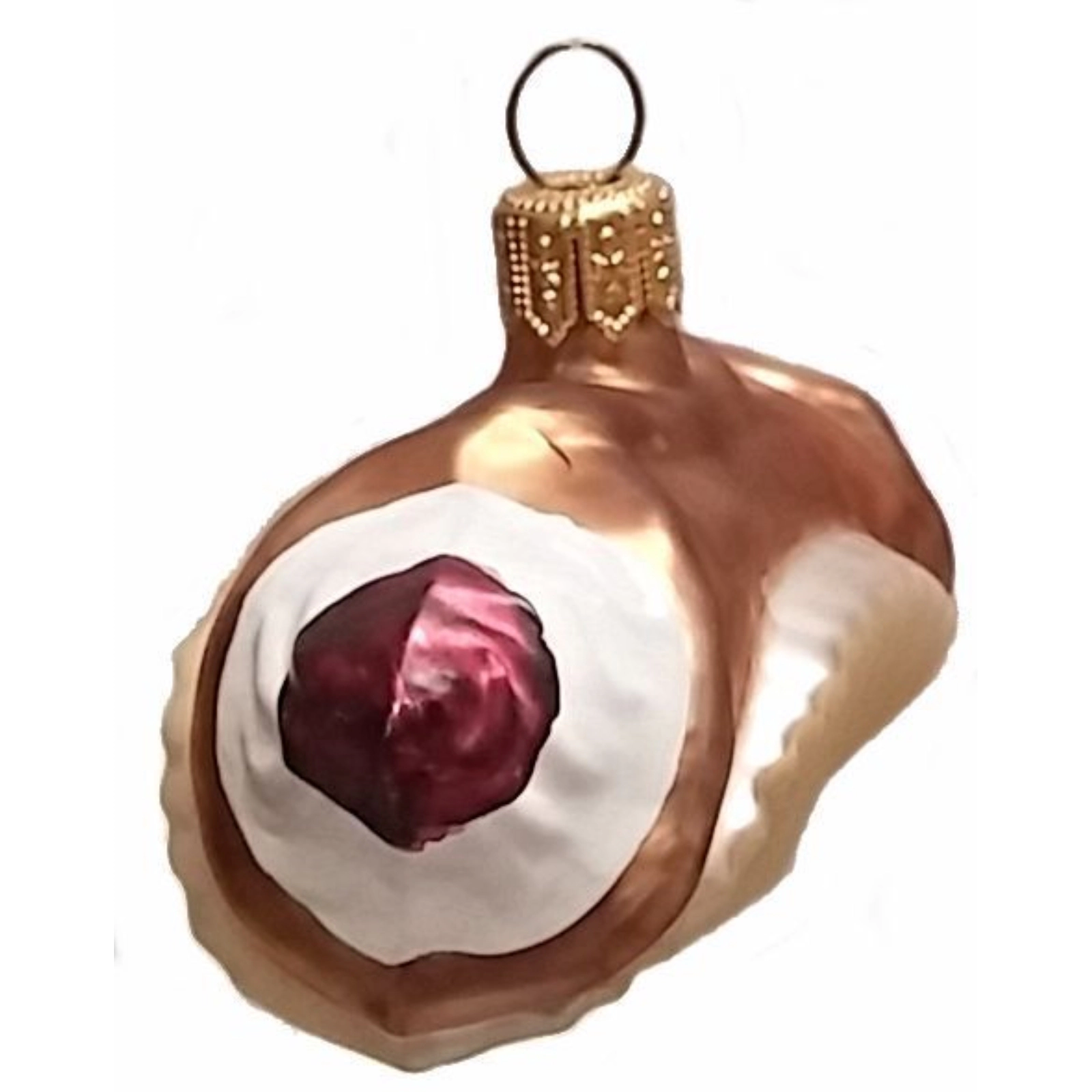 Pinnacle Peak Trading Company Cannoli Pastry Dessert Polish Glass Christmas Ornament Set of 2 Decorations