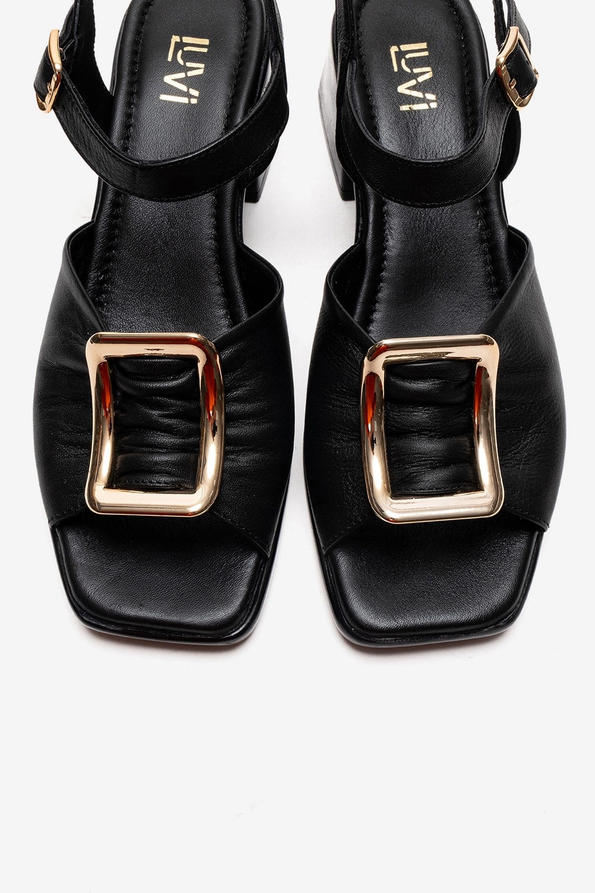Forever & Always Womens Asha Leather Block Heel Sandal