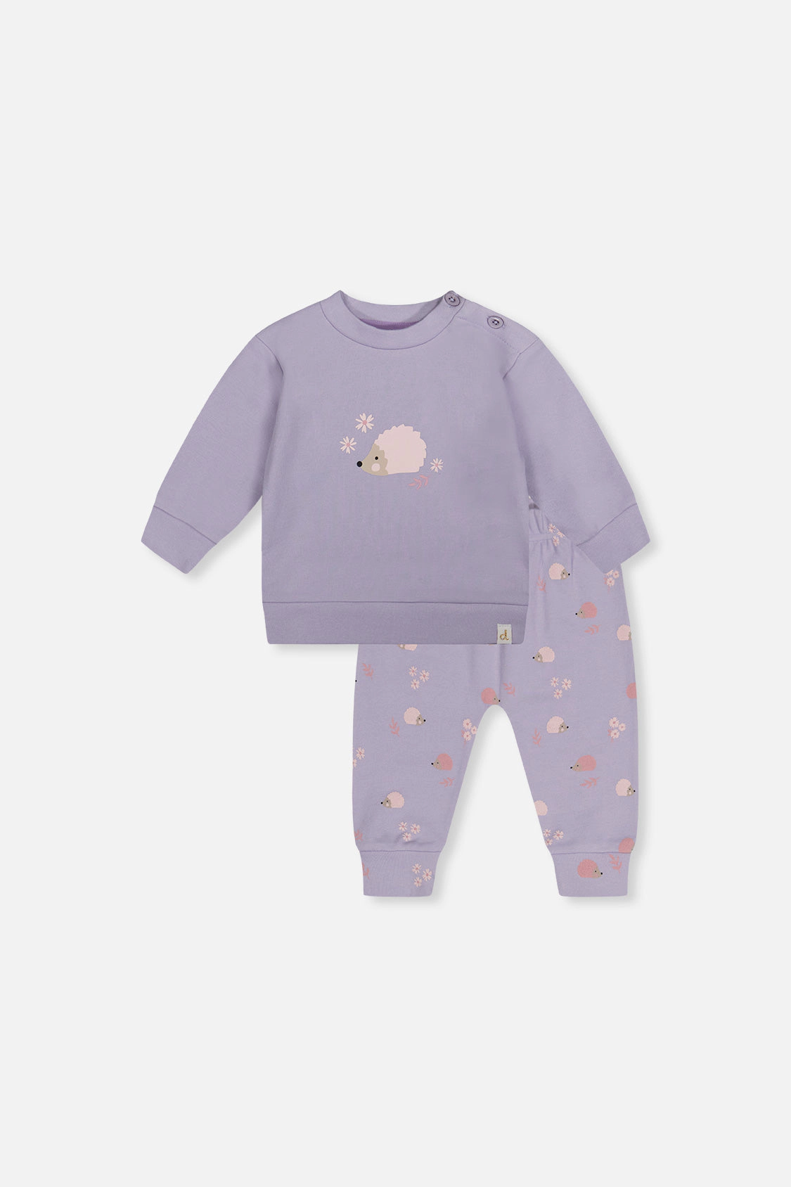 Deux par Girls Organic Cotton Hedgehog Detail Pants and Top Set with Floral Print
