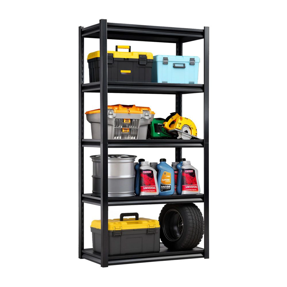 Flynama 5-Tier Heavy Duty Steel Freestanding Adjustable Storage Rack in Black (31.5 in. W x 63 in. H x 15.7 in. D)