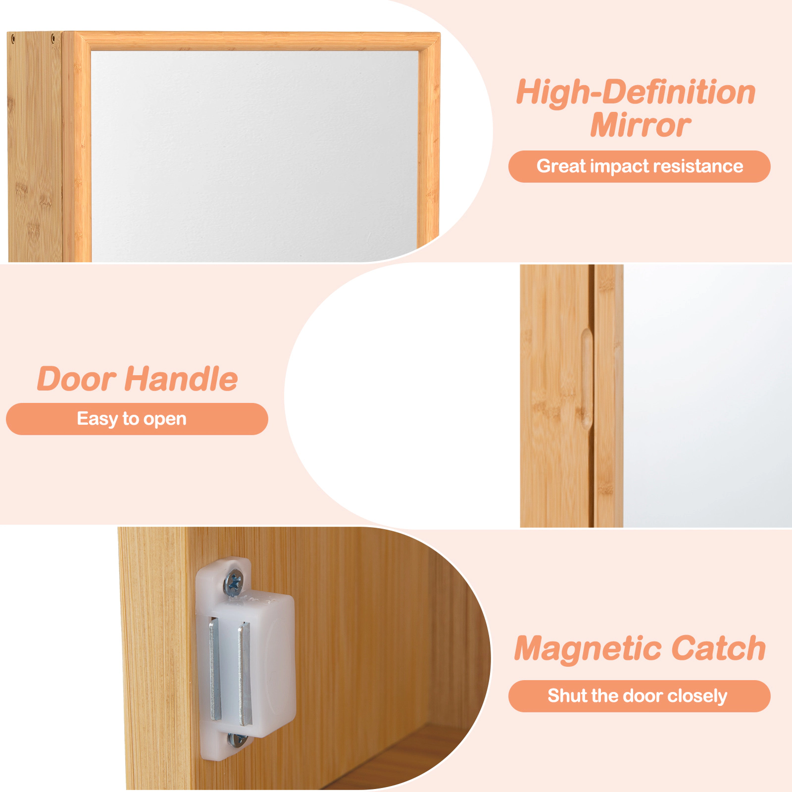 Slickblue Wall Mounted Bathroom Medicine Cabinet with Mirror Door and Adjustable Shelves