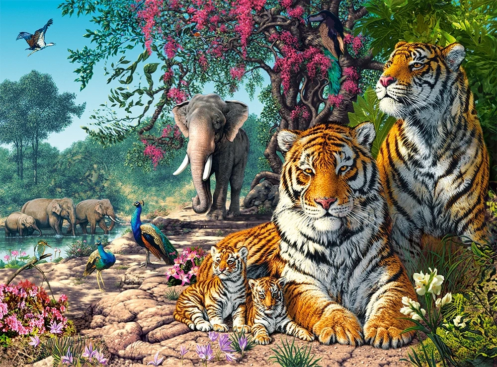 CASTORLAND 3000 Piece Jigsaw Puzzles, Tiger Sanctuary, Jungle wildlife puzzle, landscape, C-300600-2