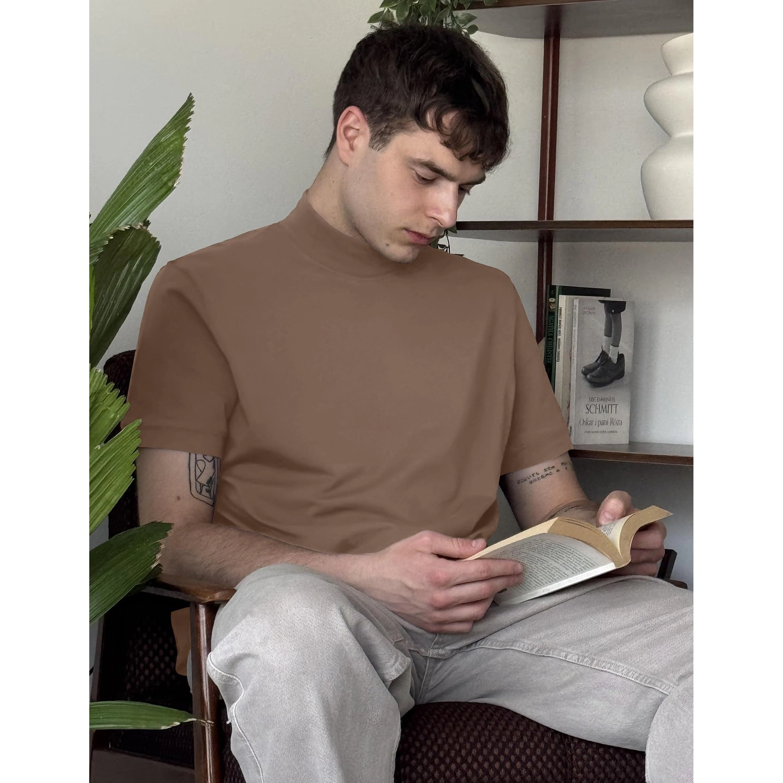 COOFANDY Men's Regular Fit Short Sleeve Mock Neck T-Shirt