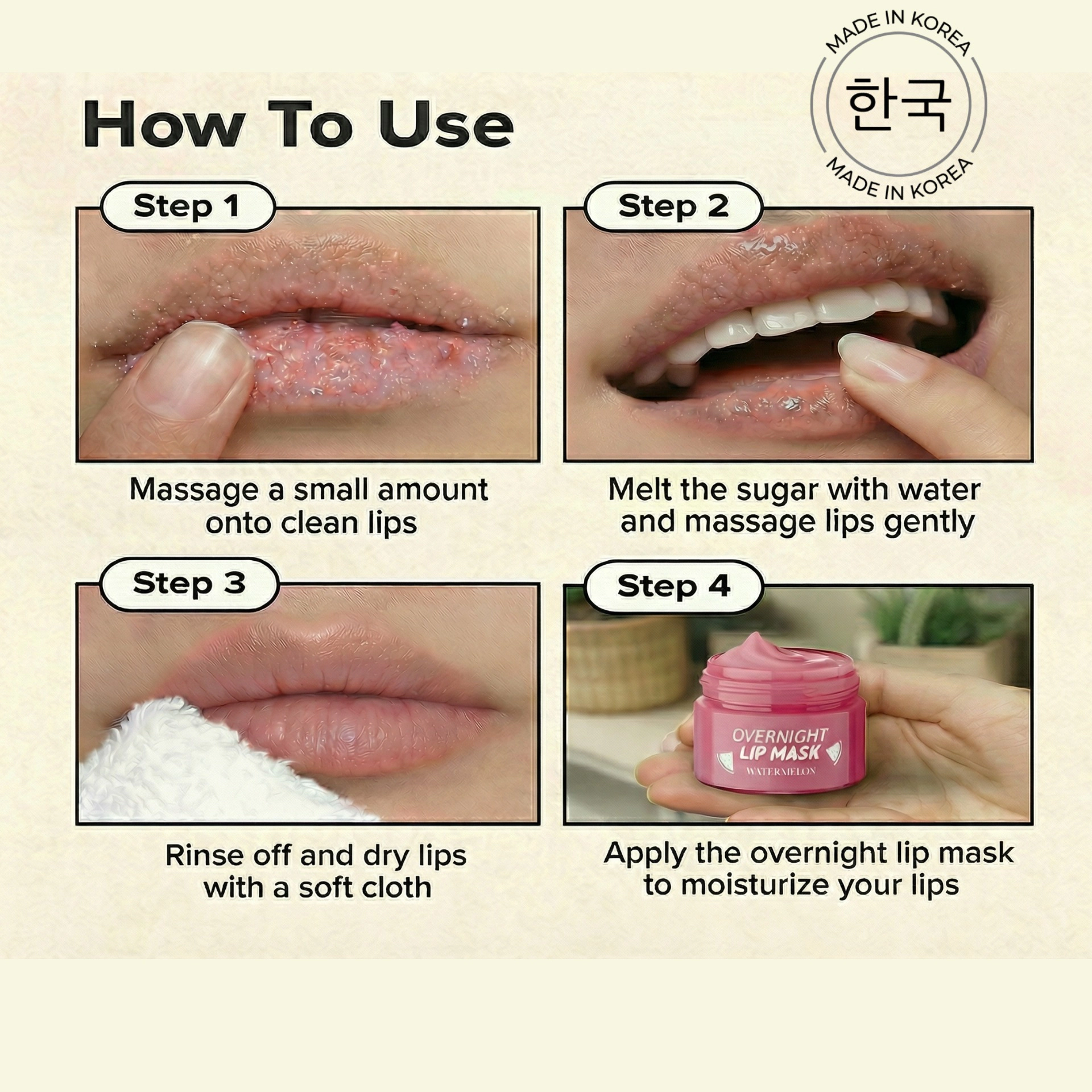 Lovery Korean Skincare Lip Care Duo Set - Mango Vanilla Exfoliating Lip Scrub & Watermelon Overnight Lip Mask