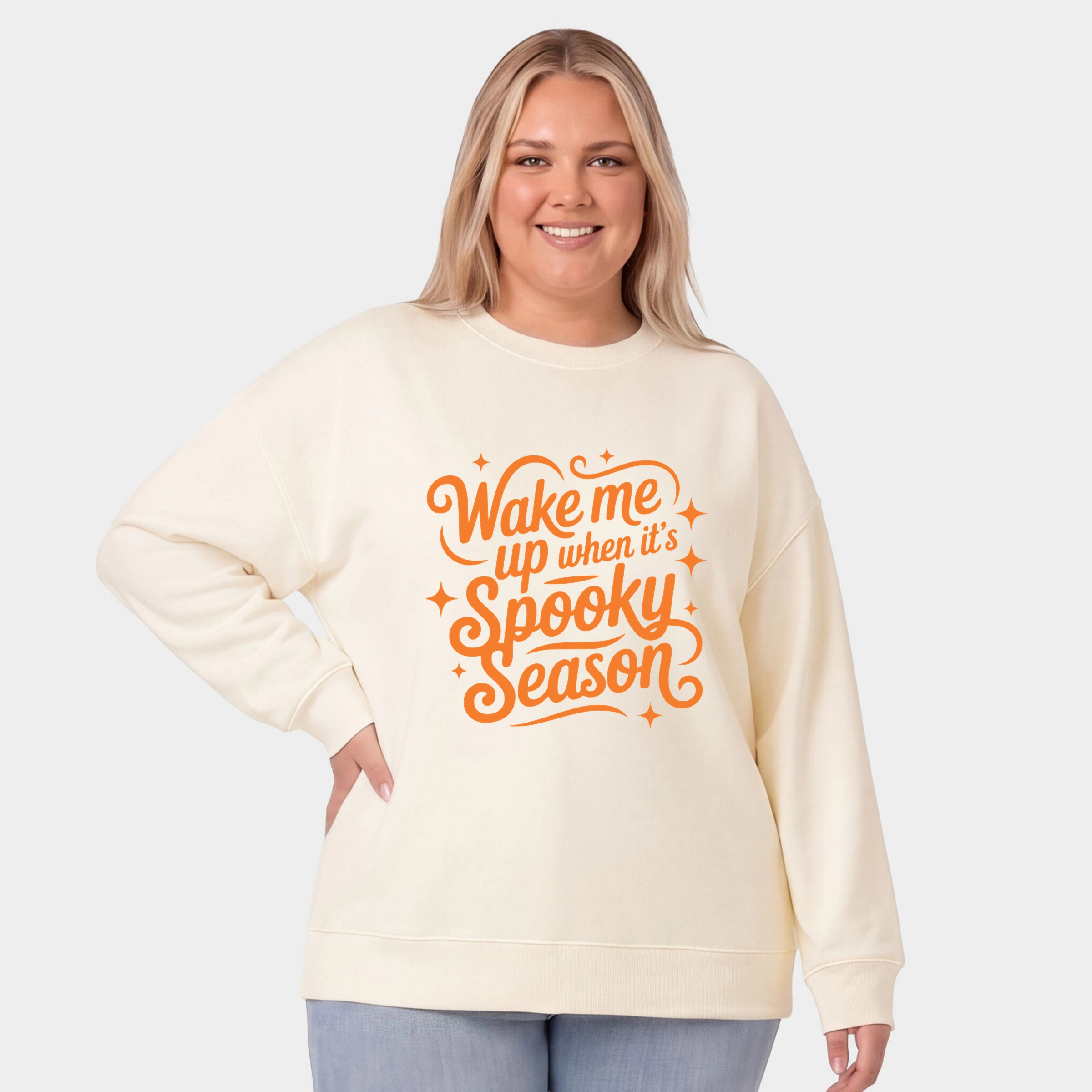 Simply Sage Market - Women's Plus Sized Graphic Sweatshirt Wake Me Up When It's Spooky Season