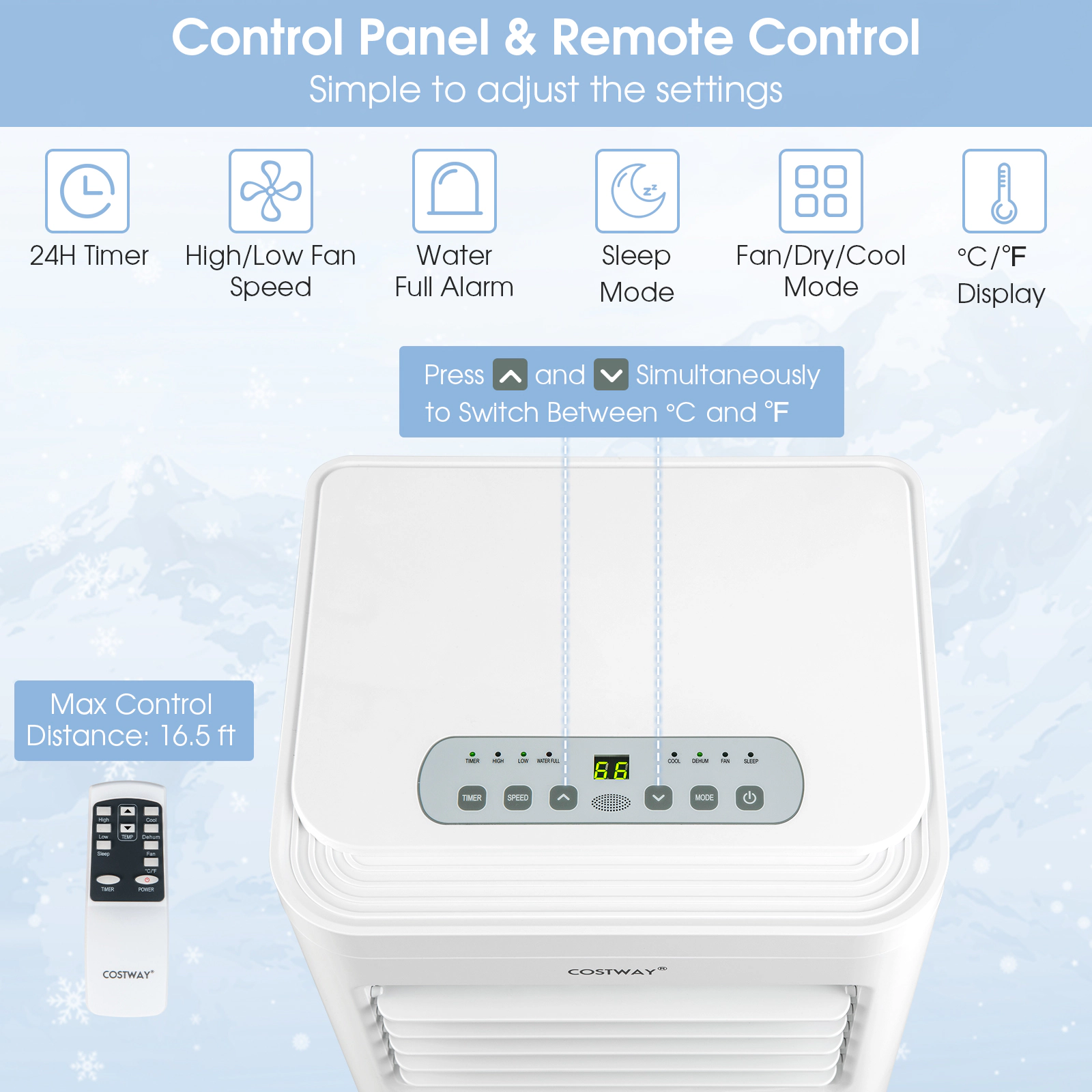LJG 6000 BTU(SACC) Portable Air Conditioner Cools 250 Sq.Ft