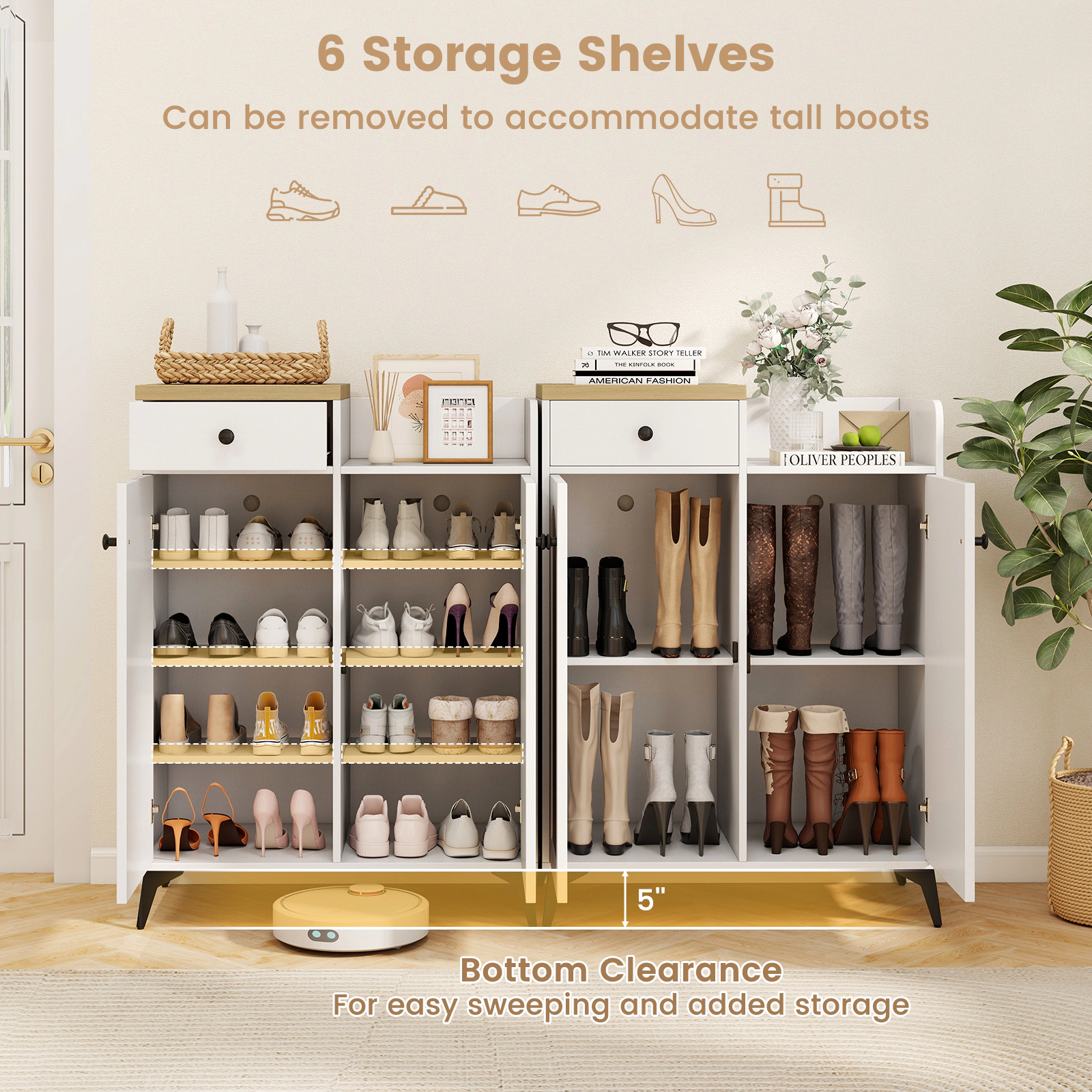 SlickBlue 6 Tier Shoe Storage Cabinet with Metal Legs