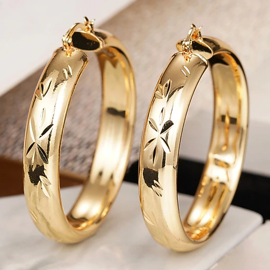 Metal Gold Color Big Circe Earrings for Women