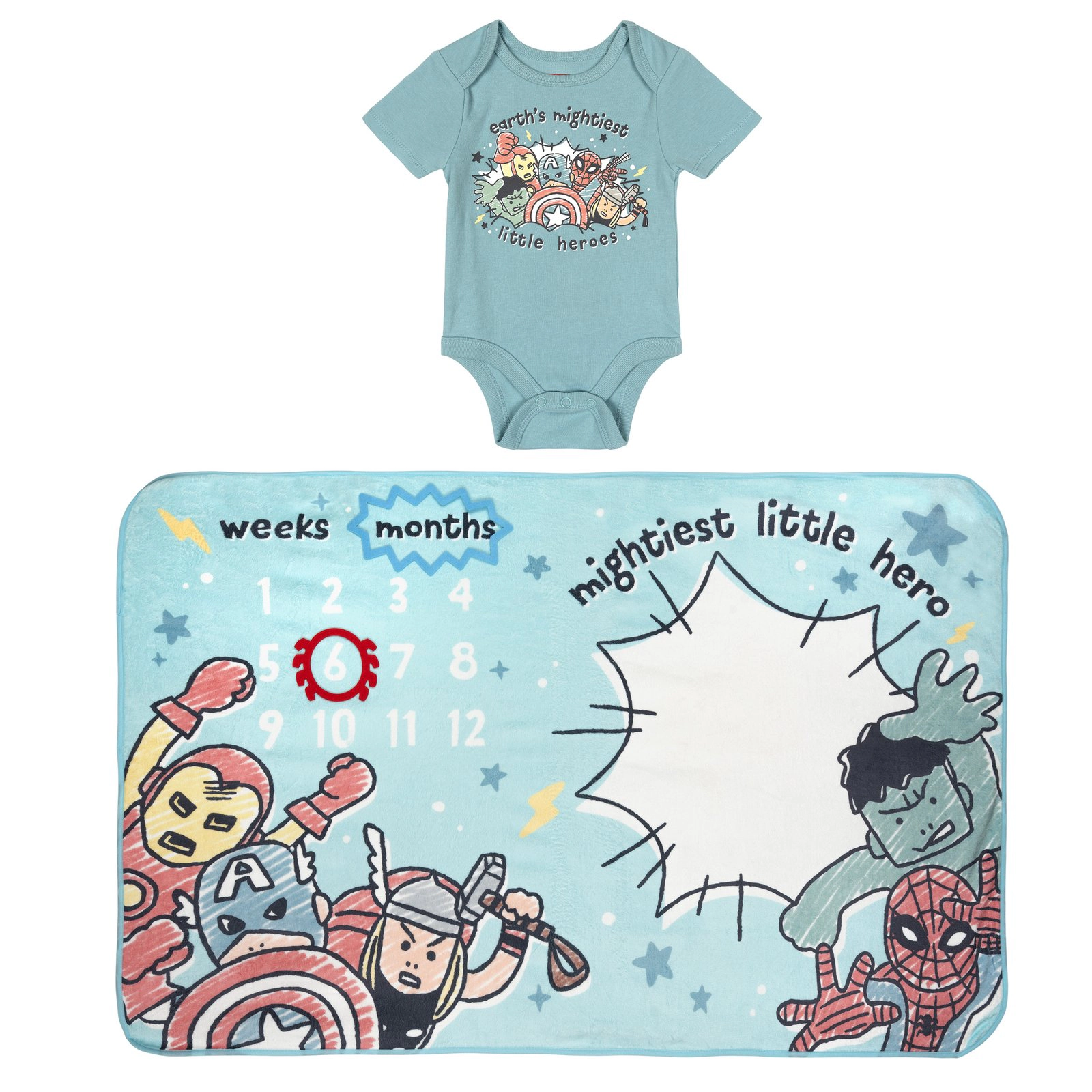 Marvel Avengers Baby Boy or Girl Bodysuit and Blanket Gift Set