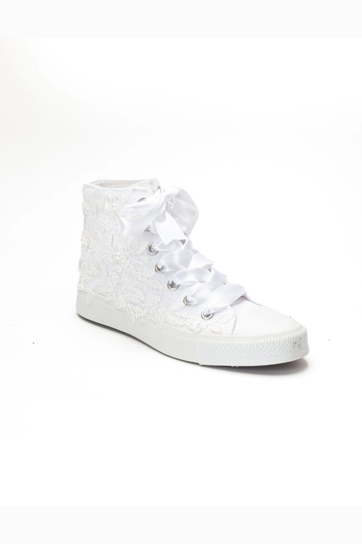 Forever & Always Womens Isolde Lace High Top Bridal Sneaker
