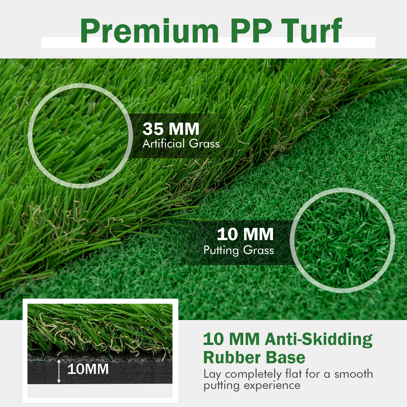 LJG Golf Putting Green with Realistic Artificial Grass Turf