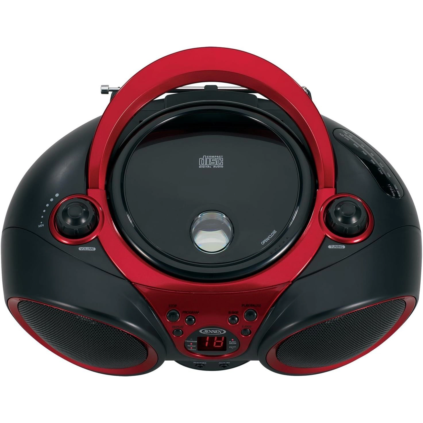 Jensen Portable Bluetooth CD Player with AM/FM Radio CD-490-RED