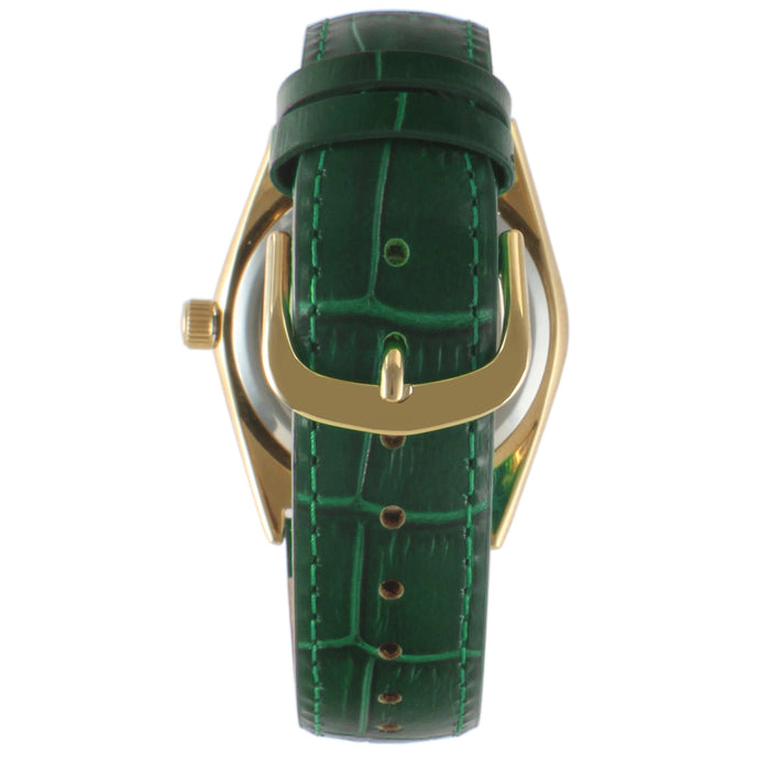 Peugeot Women's Green 36mm Fluted Bezel Watch with Leather Strap