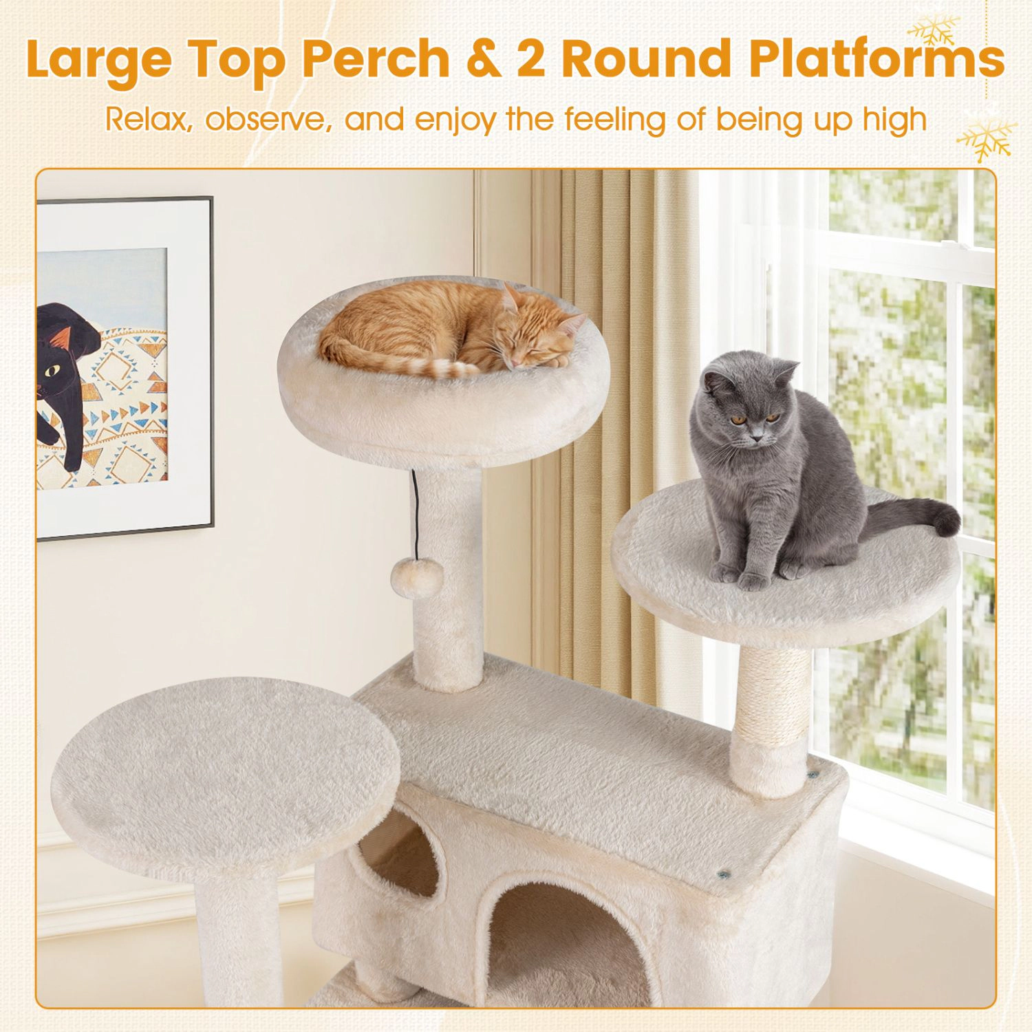 SlickBlue Tall Cat Tower with 2 Condos, Scratching Posts and Ladder