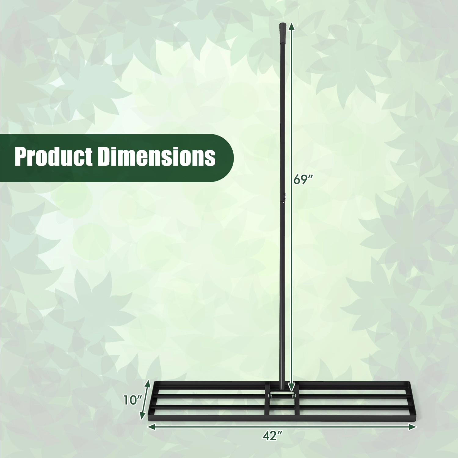 LJG x 10 Inch Lawn Leveling Rake with Ergonomic Handle