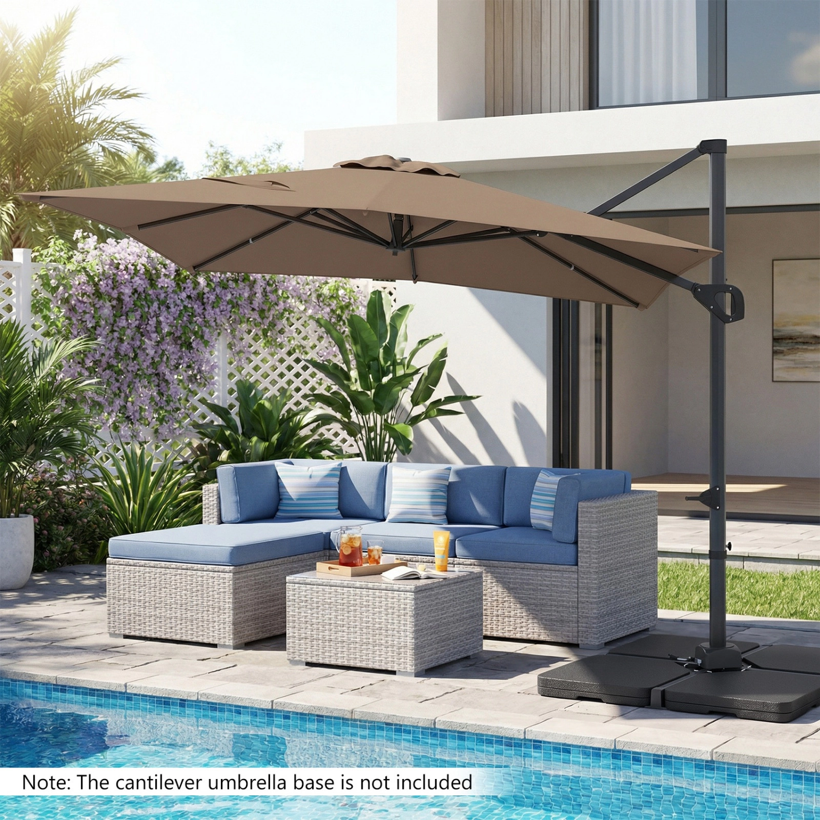 SUGIFT 11 x 9-ft Cantilever Patio Umbrella with 360° Rotation and Easy Tilt Adjustment Brown
