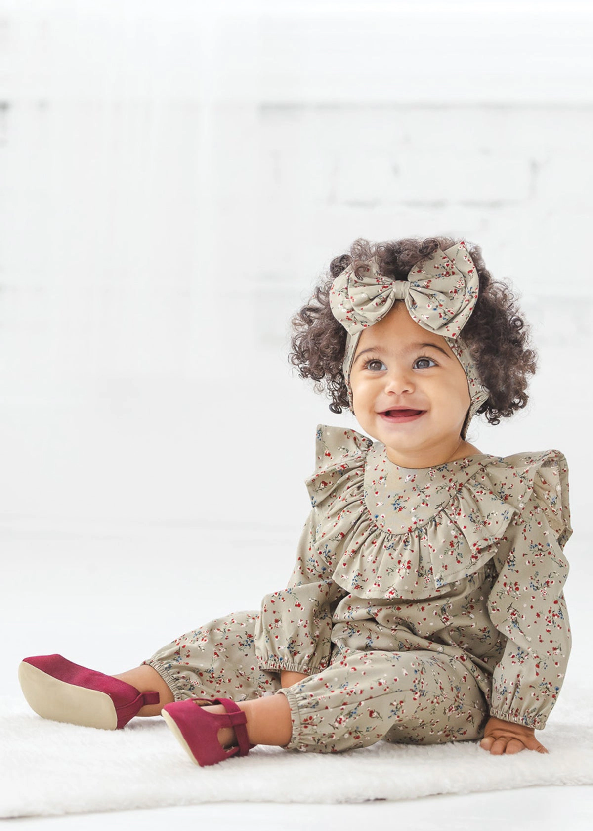 Mabel and Honey Berry & Olive Wreath Rayon Romper