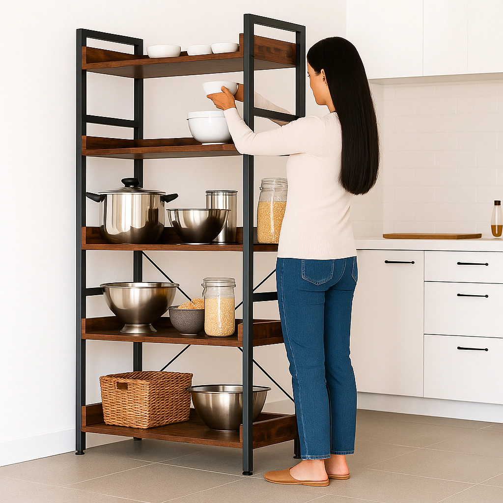 Hivvago Industrial Storage Shelf with 5 Tiers and 4 Hooks