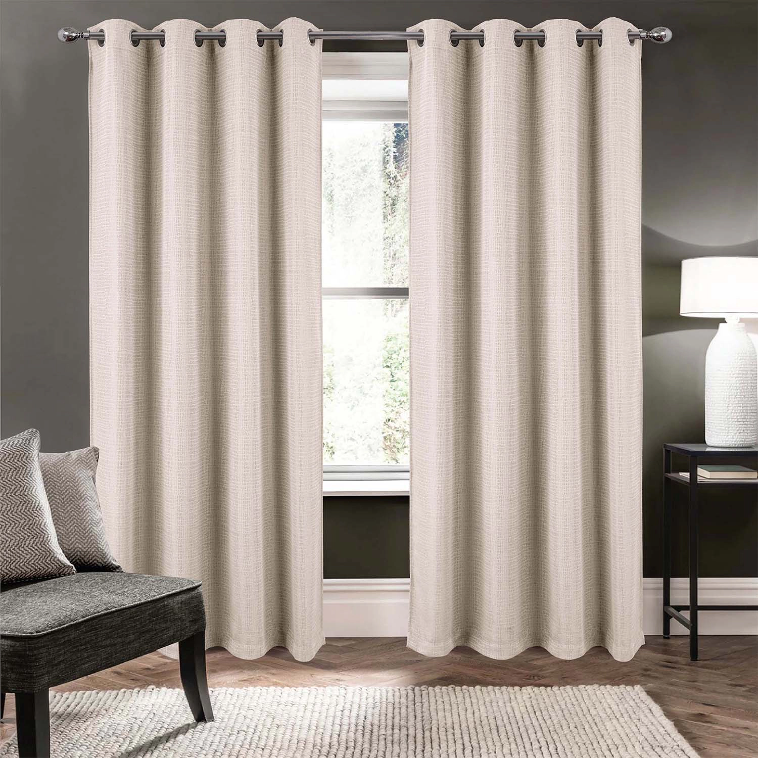 RT Designer Collection Demi Lux Jacquard Blackout Grommet Curtain Panel 52" x 84" Ivory
