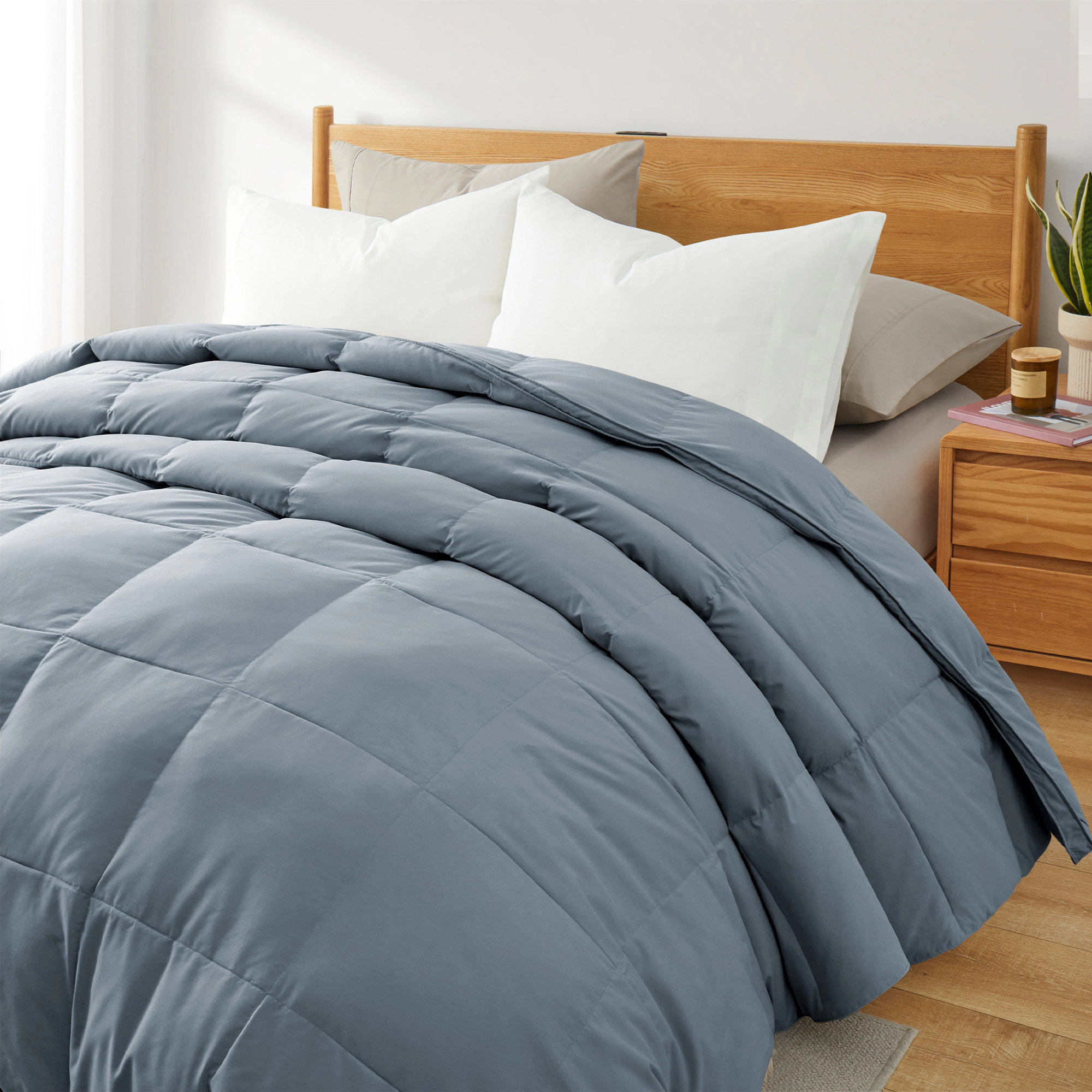 PEACENEST Premium Goose Feather Fiber Comforter All Season Plush Duvet Insert