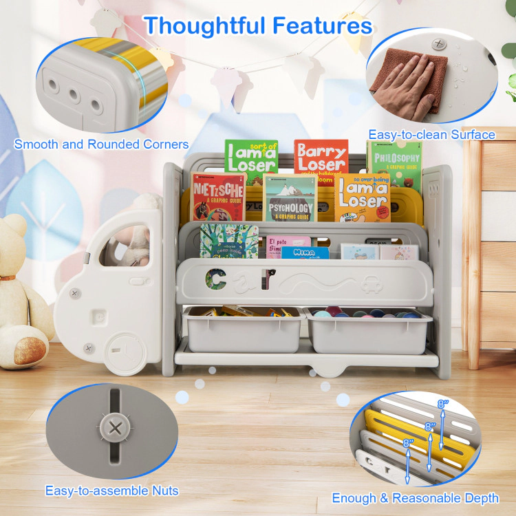 Hivvago Car Themed Kids Toy Storage and Bookshelf