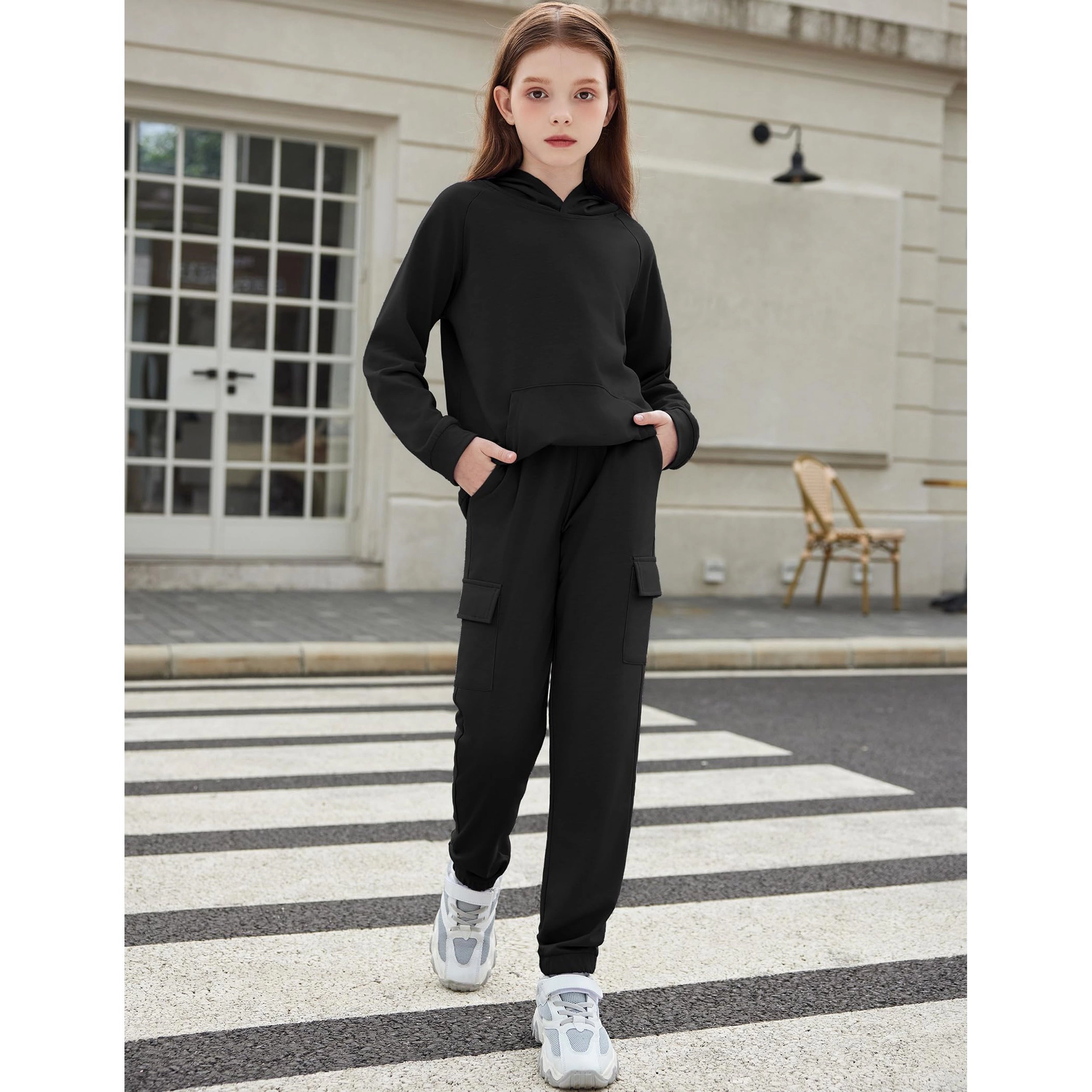 Arshiner Girls Tracksuits Fall Piece Outfits Long Sleeve Pullover Hoodies And Sweatpants
