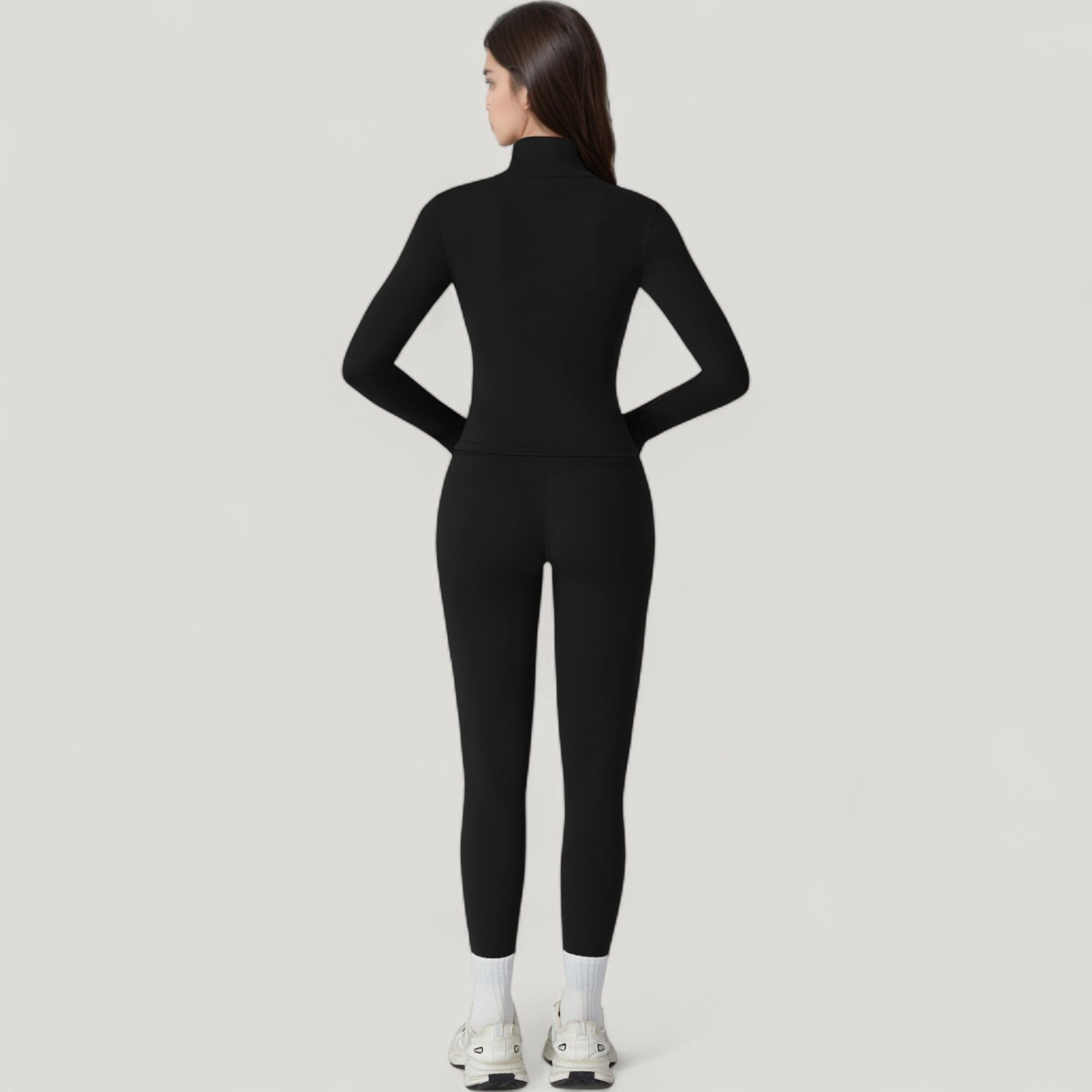 Anna-Kaci Women's Fitted Zip-Up Activewear Jacket with High Collar Long Sleeves and Contour Seaming for Workout Wear