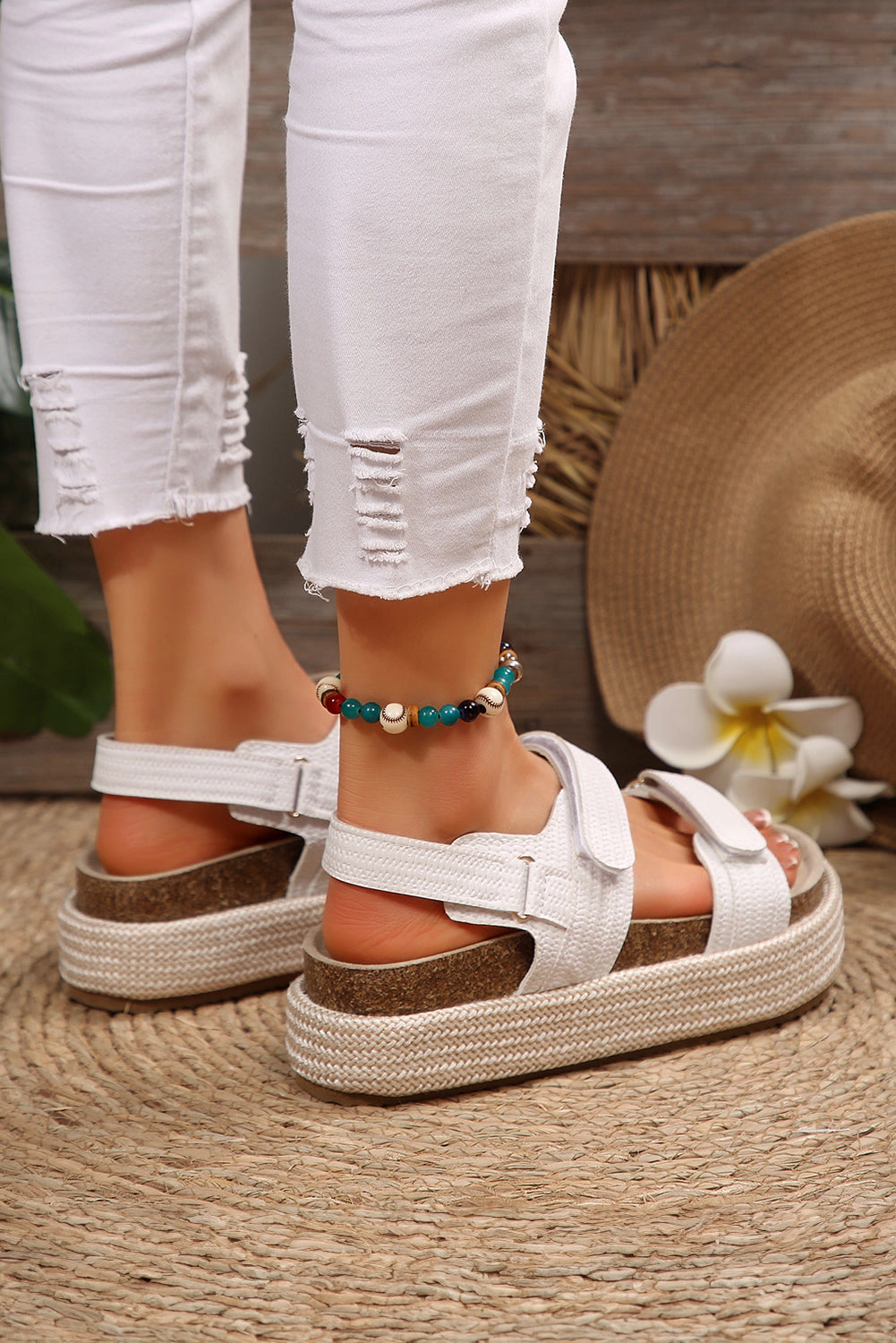 Threaded Pear Women's Sofia Double Velcro Woven Platform Sandals