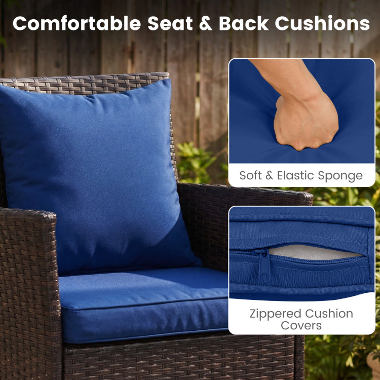 Hivvago 3-Piece Patio Furniture Set Rattan Bistro Chairs With 2-Tier Tempered Glass Side Table