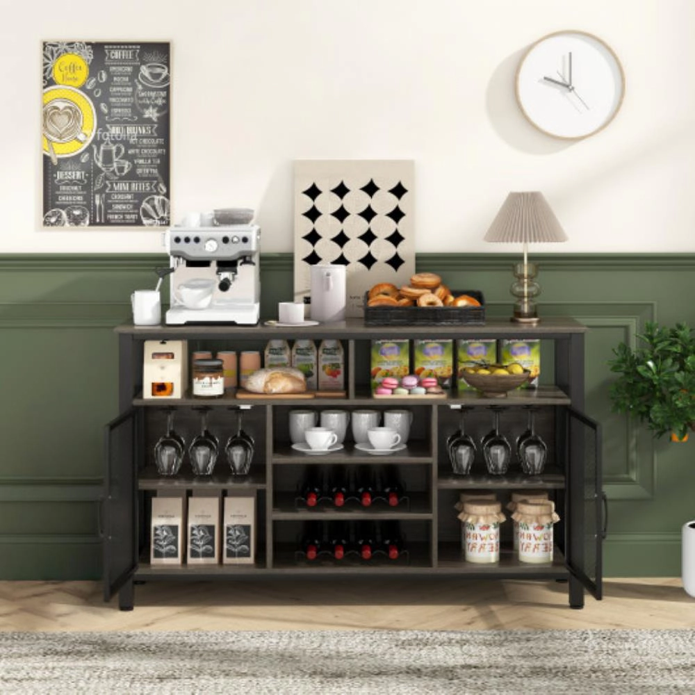 Hivvago 55-Inch Buffet Sideboard With 8-Bottle Wine Racks And Wine Glass Holders