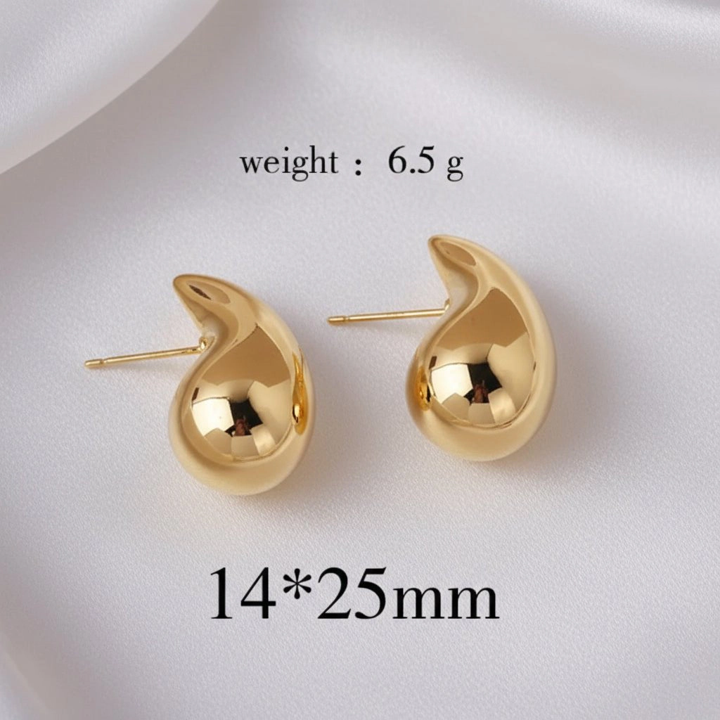 DressAtR Women's Water Droplet Gold Tone Stud Earrings