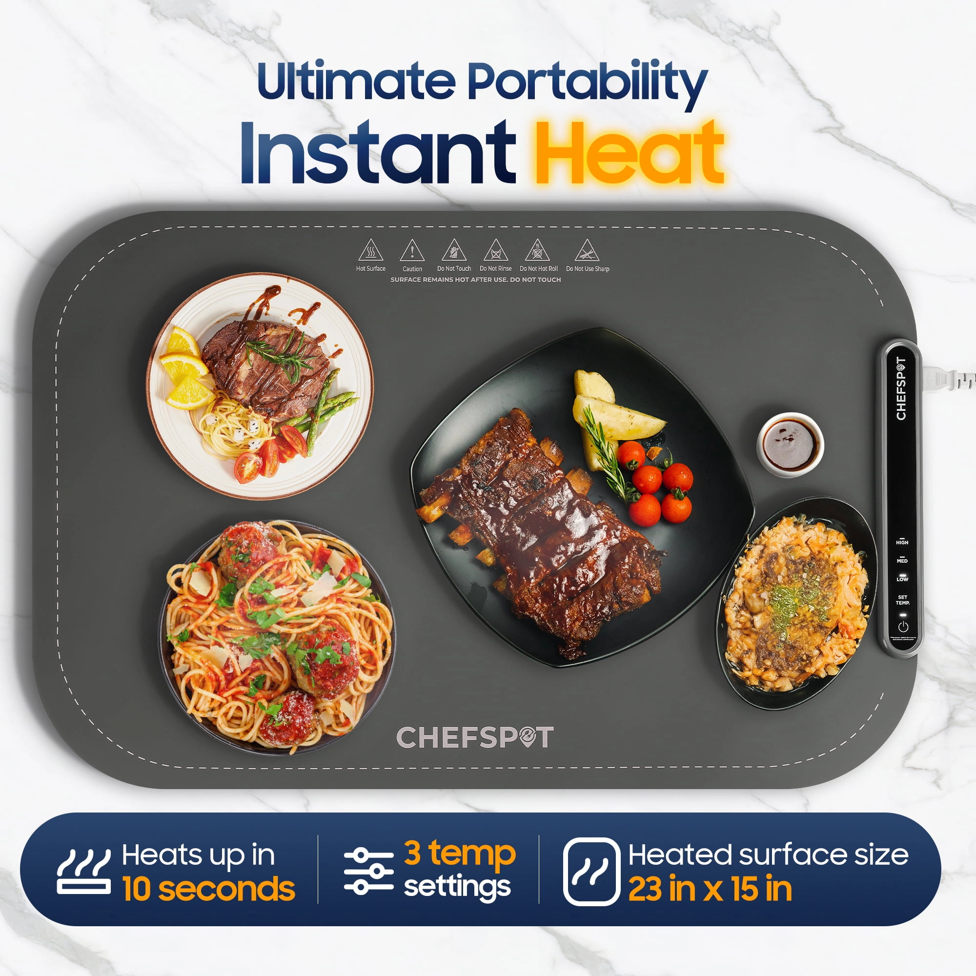 CHEFSPOT Foldable Electric Food Warming Mat With Carry Bag