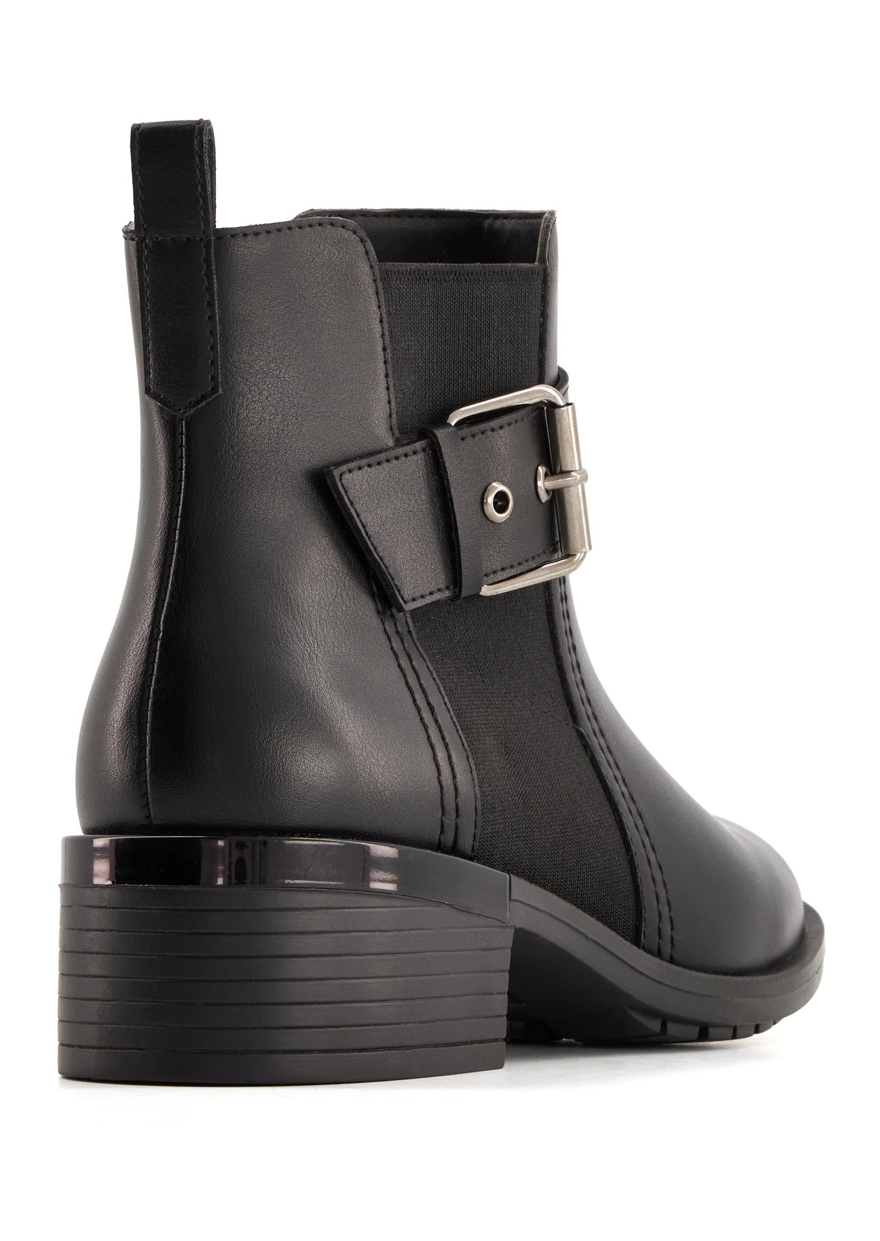 Andrea Leather Booties With Elastic Side And Buckle