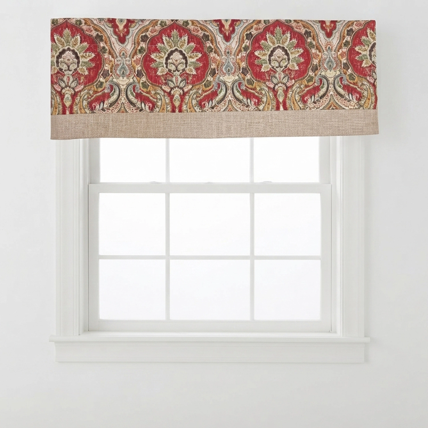 RLF Home 100% Cotton Prague Banded Lined Window Valance 50 x 17 Mauve