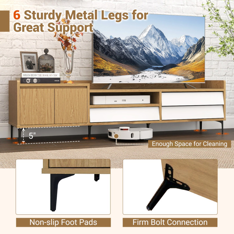 Hivvago Tv Stand For Tvs Up To 80 Inch Mid Century Modern Entertainment Center With Storage Cabinet